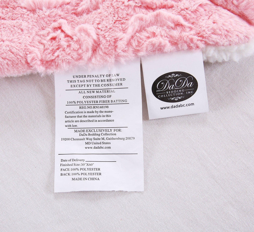 Blush Pink Rosebud Sherpa Throw Blanket | 3 Sizes